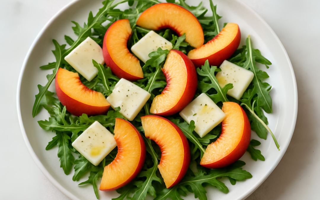 Insalata estiva provolone dolce pesche rucola