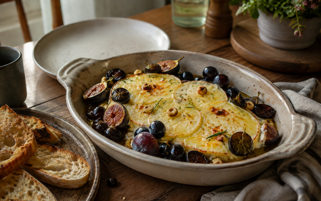 provolone arrosto con fichi e uva